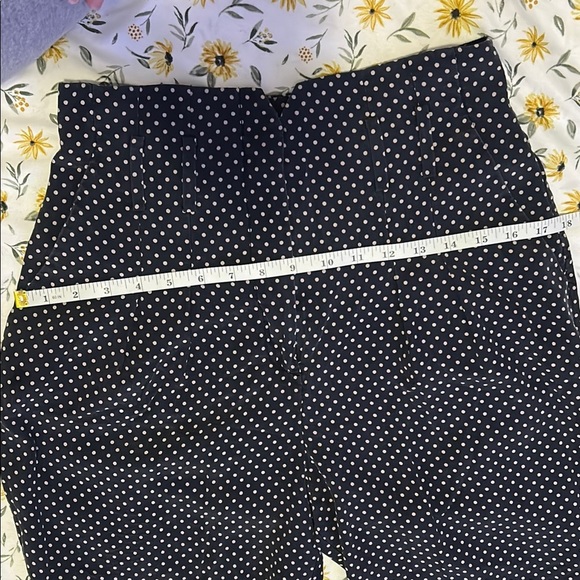 REBECCA TAYLOR BELTED SILK NAVY COMBO POLKA DOT PAPERBAG PANTS W/ BELT - Picture 7 of 8